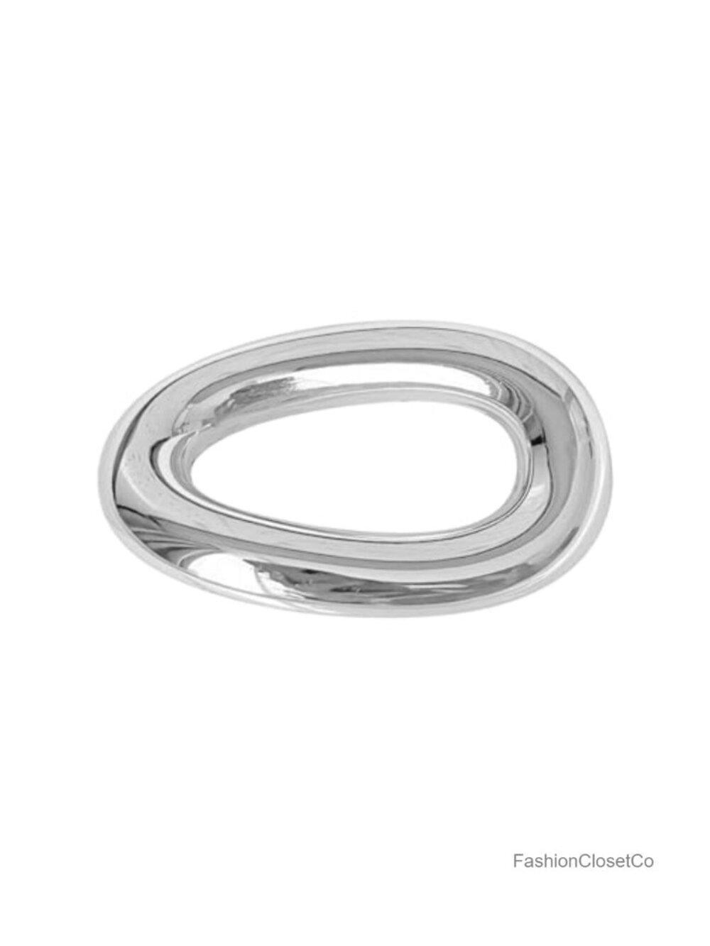 Stainless Steel Hollow Oval Brooch Pin Unisex Geometric Lapel Pin